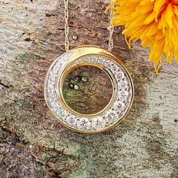14k Yellow Gold Diamond Twist Circle Pendant - DPD-26811